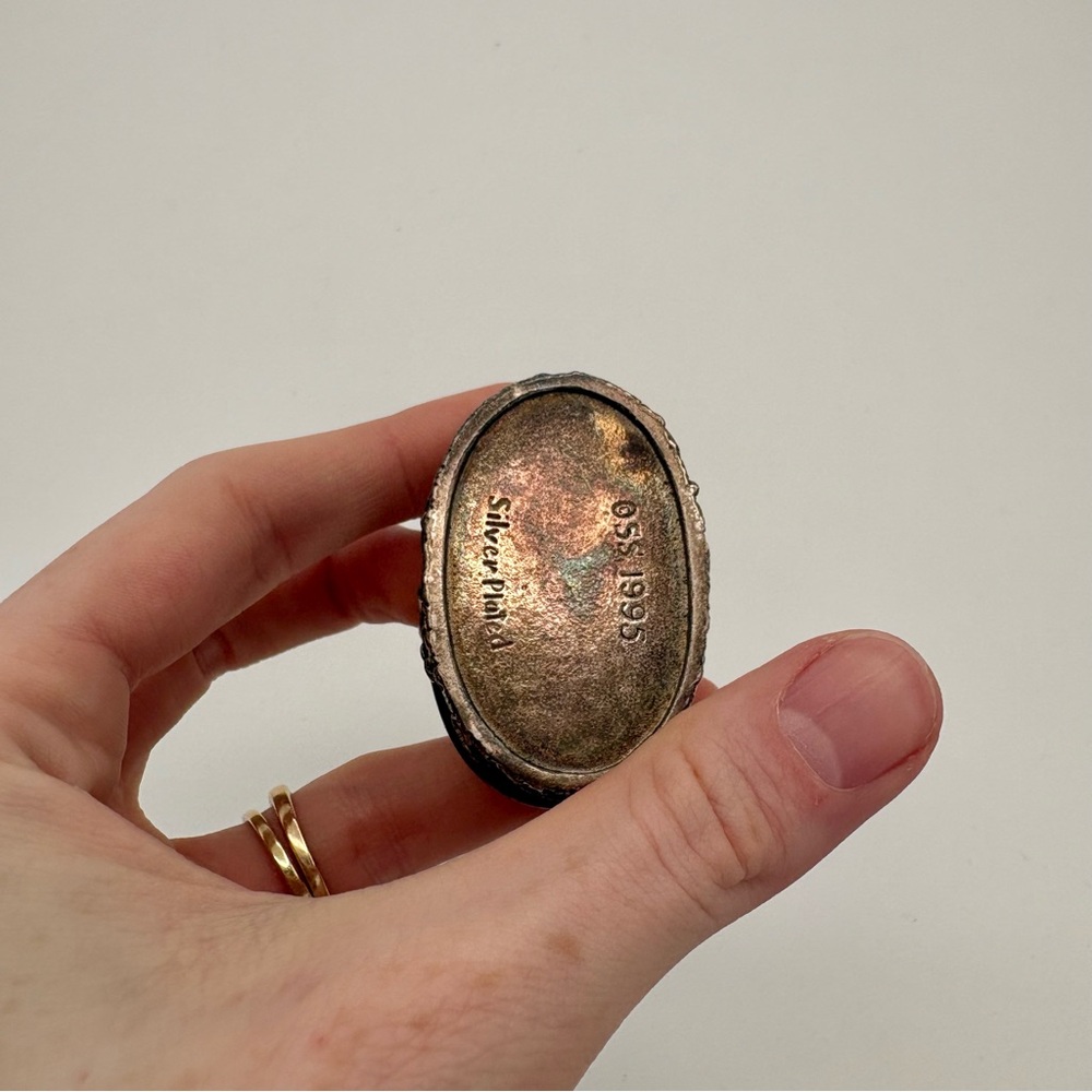 Silver Scenes Tiny Trinket Box Gift Box Teddy Bears Mushroom Vintage 90’s Silver - Picture 6 of 11